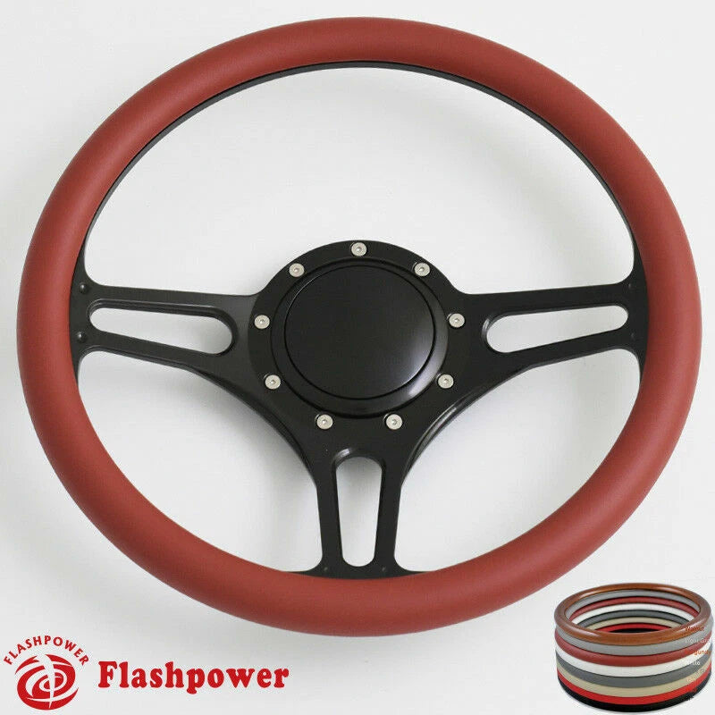 14'' Billet Steering Wheels Half Wrap Ford Fairlane Galaxie LTD with Horn Button