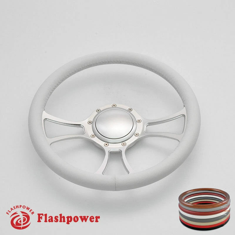 14'' Billet Steering Wheels Full Wrap restoration Chevy Ford Mopar W/ Horn