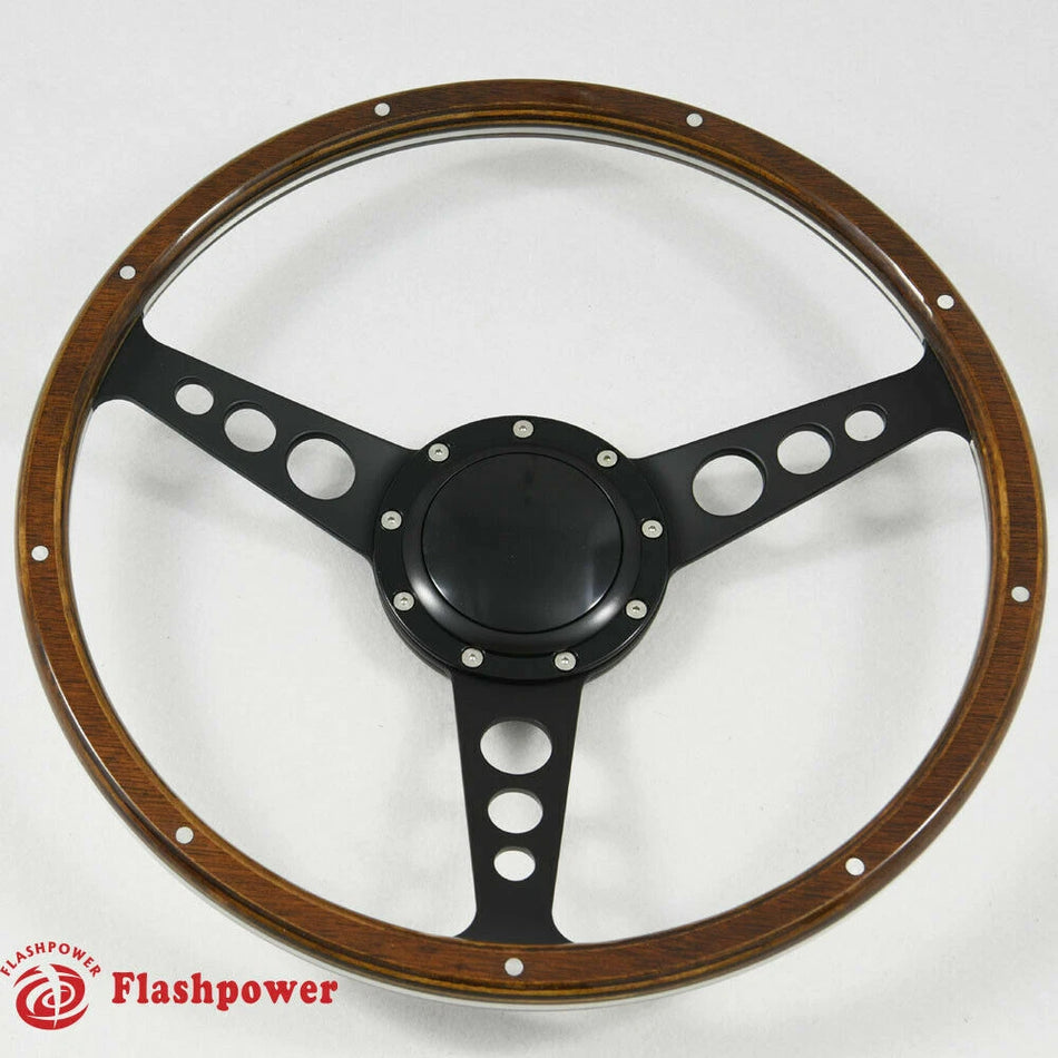 14" Black Wood Steering Wheel Ford Ranger Austin MG GT MGB Midget W/Horn