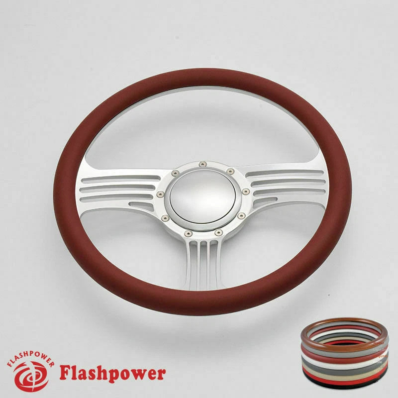 15.5'' Satin Billet Steering Wheel Half Wrap GTO Chevy GMC W/ Horn Button