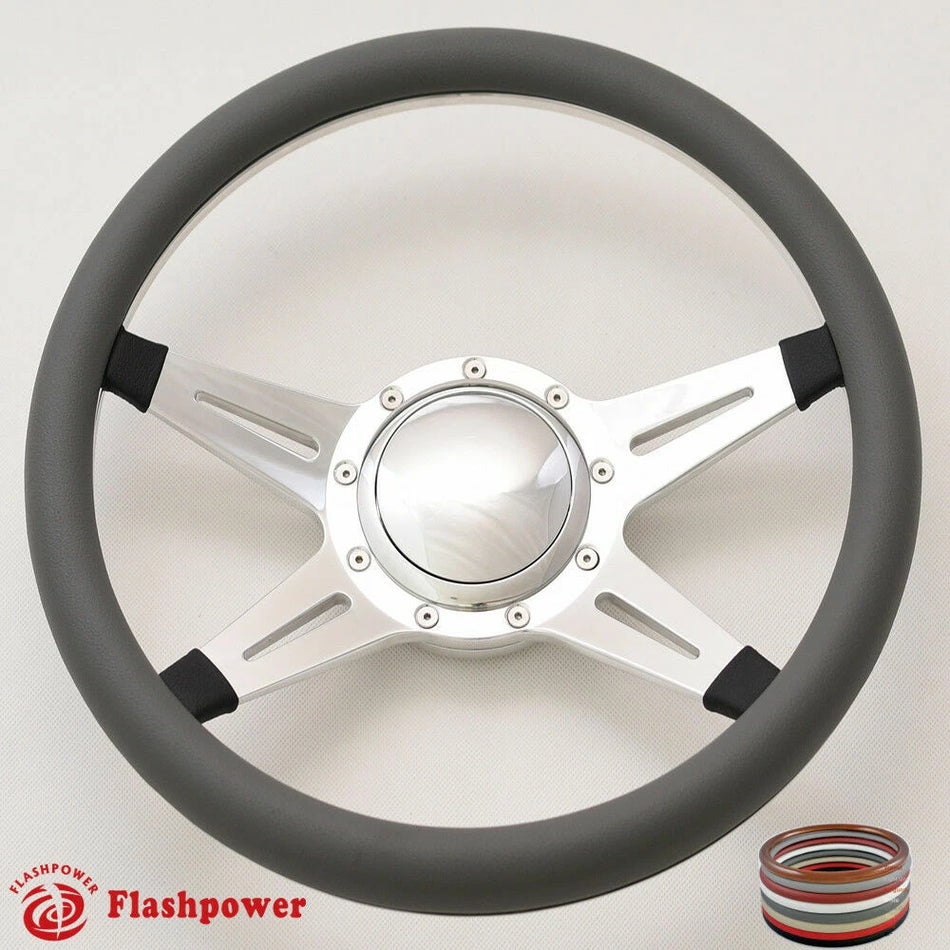 14'' Billet Steering Wheels Full Wrap Bronco Mercury Capri Lincoln w/ Horn