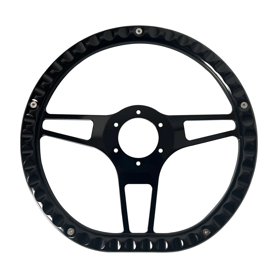 14'' D Type Billet Steering Wheel Vinyl Half Wrap Muscle Car W/Horn Button