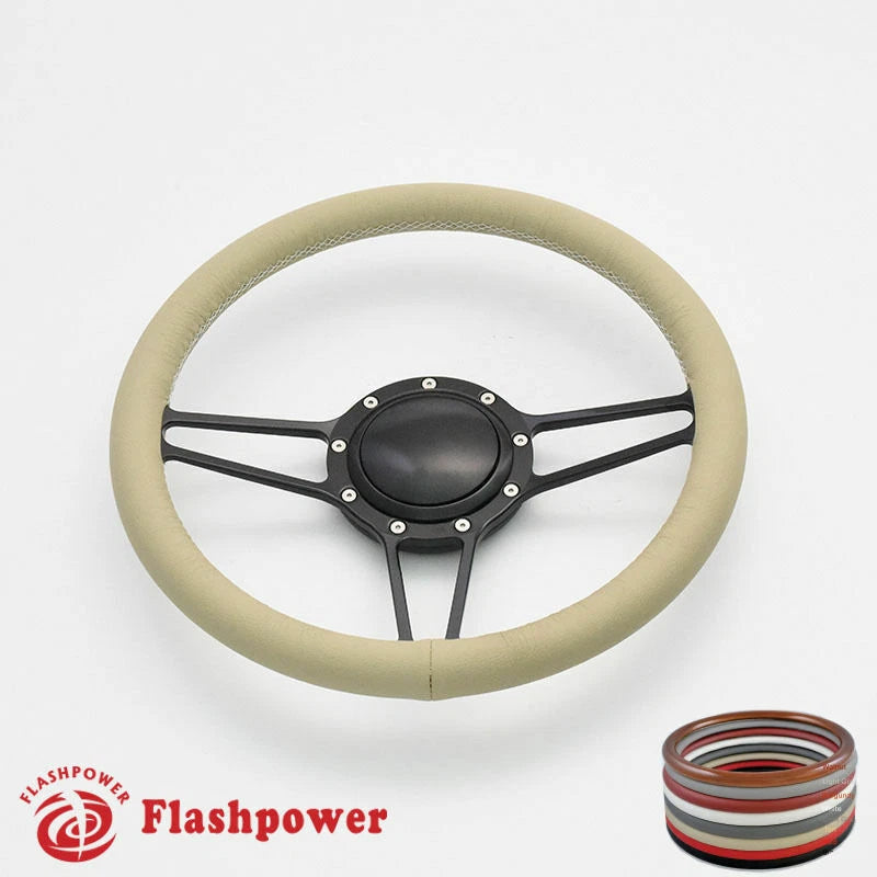 14'' Billet Steering Wheels Full Wrap Impala Chevy II Nova Chevelle w/ Horn