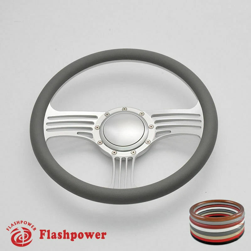 15.5'' Satin Billet Steering Wheel Half Wrap GTO Chevy GMC W/ Horn Button