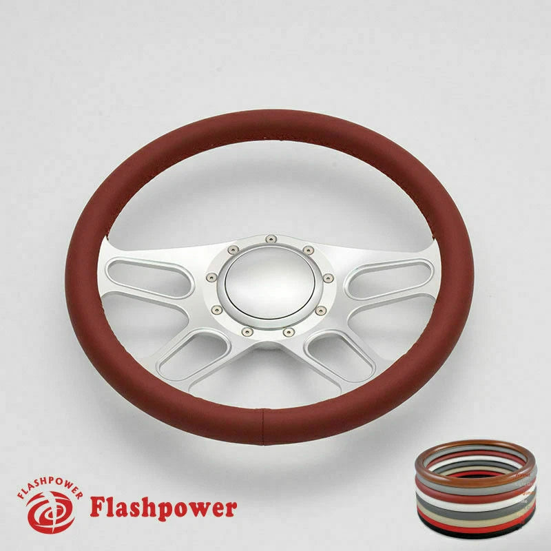 15.5'' Satin Billet Steering Wheel Black Full Wrap Buick Chevy GMC GTO W/ Horn