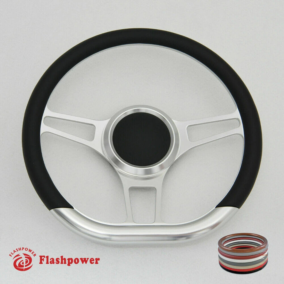 14'' D Type Billet Steering Wheel Half Wrap Muscle Car Mustang W/H