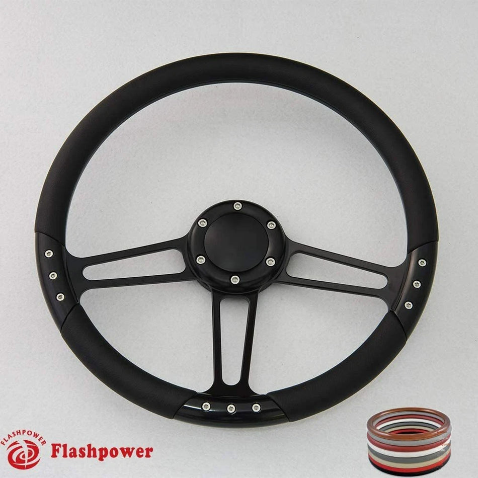 14'' Billet Steering Wheels Street Rod Comet Cyclone Marquis w/ Horn