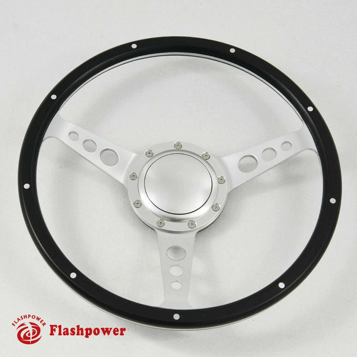 14'' Lenkrad aus Schwarzwaldholz für Ford Mustang, Shelby, AC Cobra, genietet, Vintage