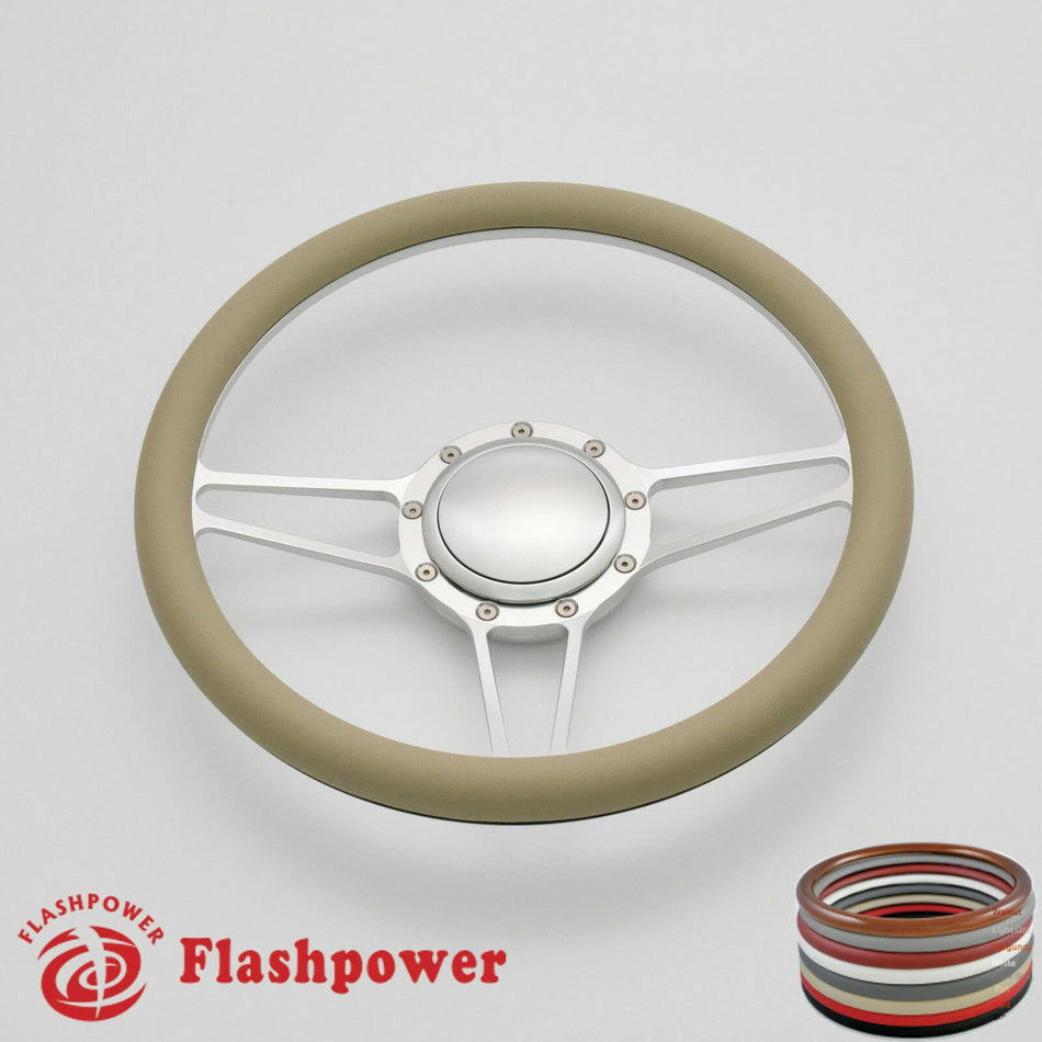 14'' Billet Steering Wheels Half Wrap Dodge Challenger Charger Dayton Satin