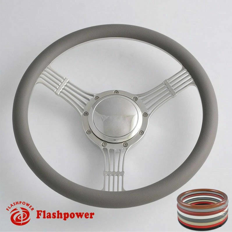 15.5'' Billet Steering Wheels Banjo Half Wrap Restoration Chevy Ford Mopar