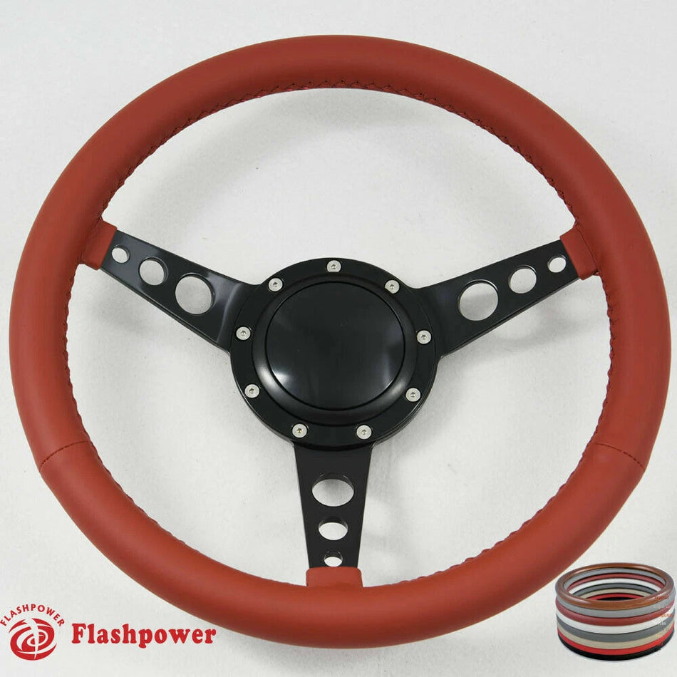 14'' Classic Wrapped Steering Wheel With 9 bolt and Horn Button