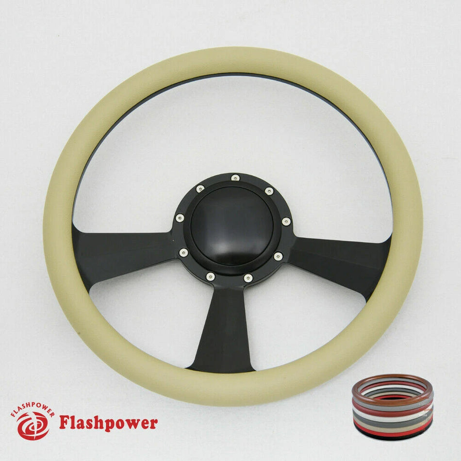 14'' Billet Steering Wheel Full Wrap Ford GM Cutlass Impala Chevy W/H