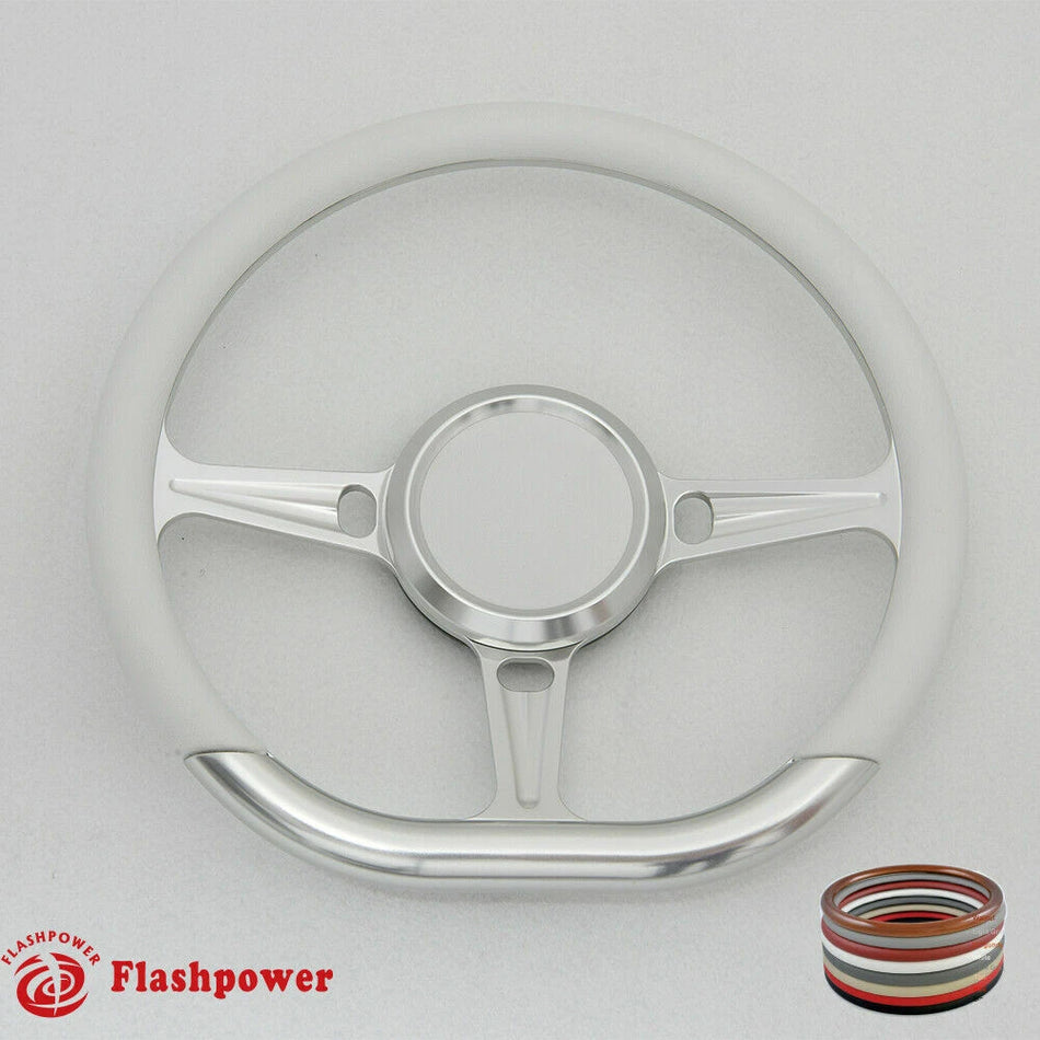 14'' D Type Billet Steering Wheel Half Wrap Muscle Car Mustang W/H