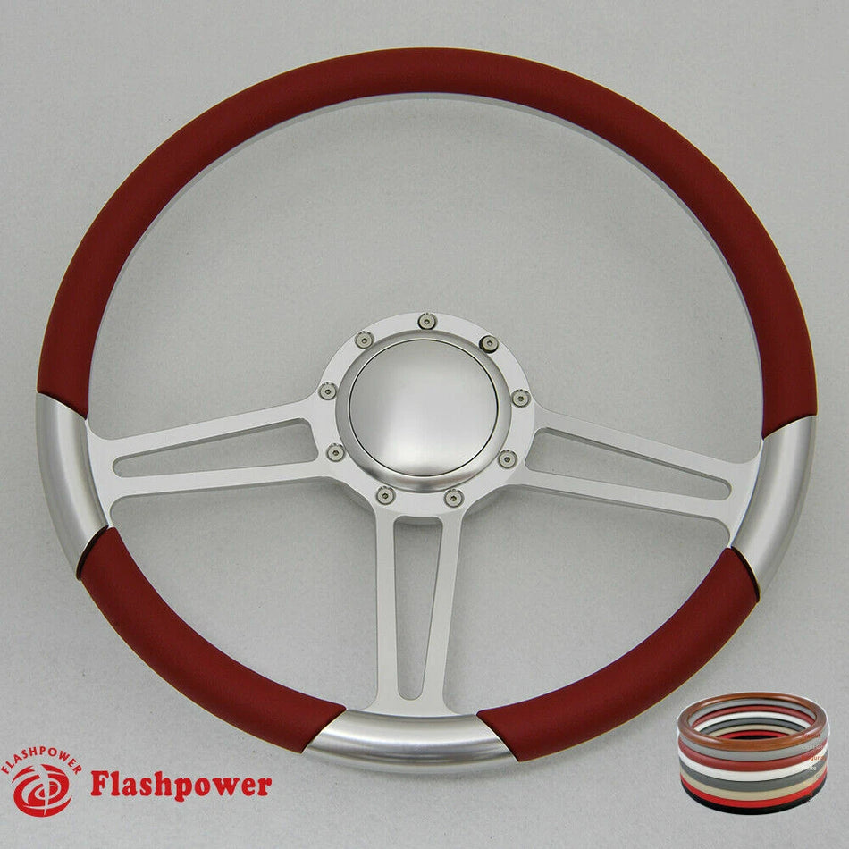 15.5'' Polished Billet Steering Wheel Half Wrap Firebird Chevy