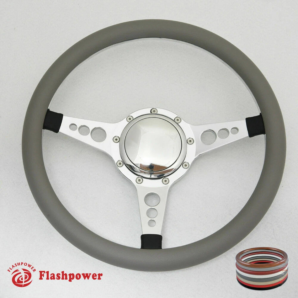 14'' Polished Billet Steering Wheel Half Wrap Horn Button Chevelle GTO