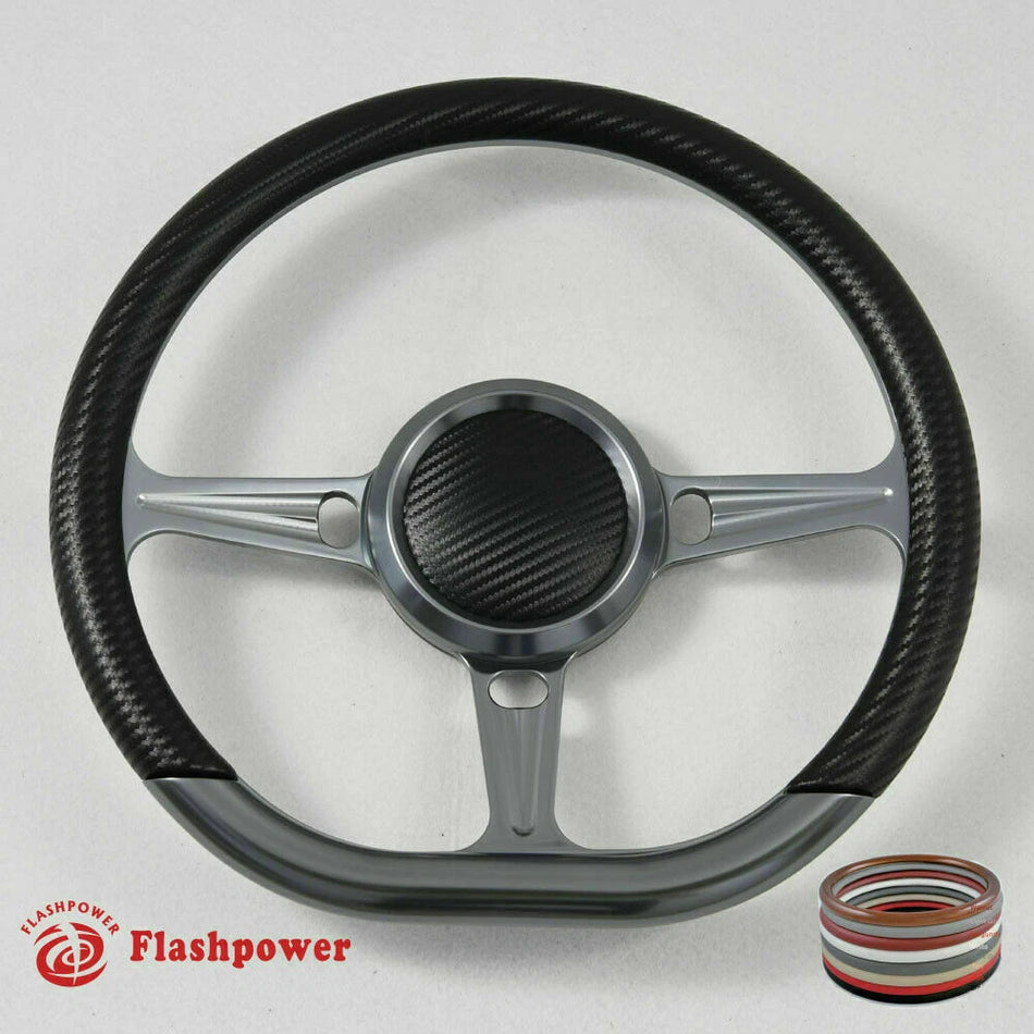 14'' Gun Metal Billet Steering Wheel Caprice GM S10 Blazer W/Horn