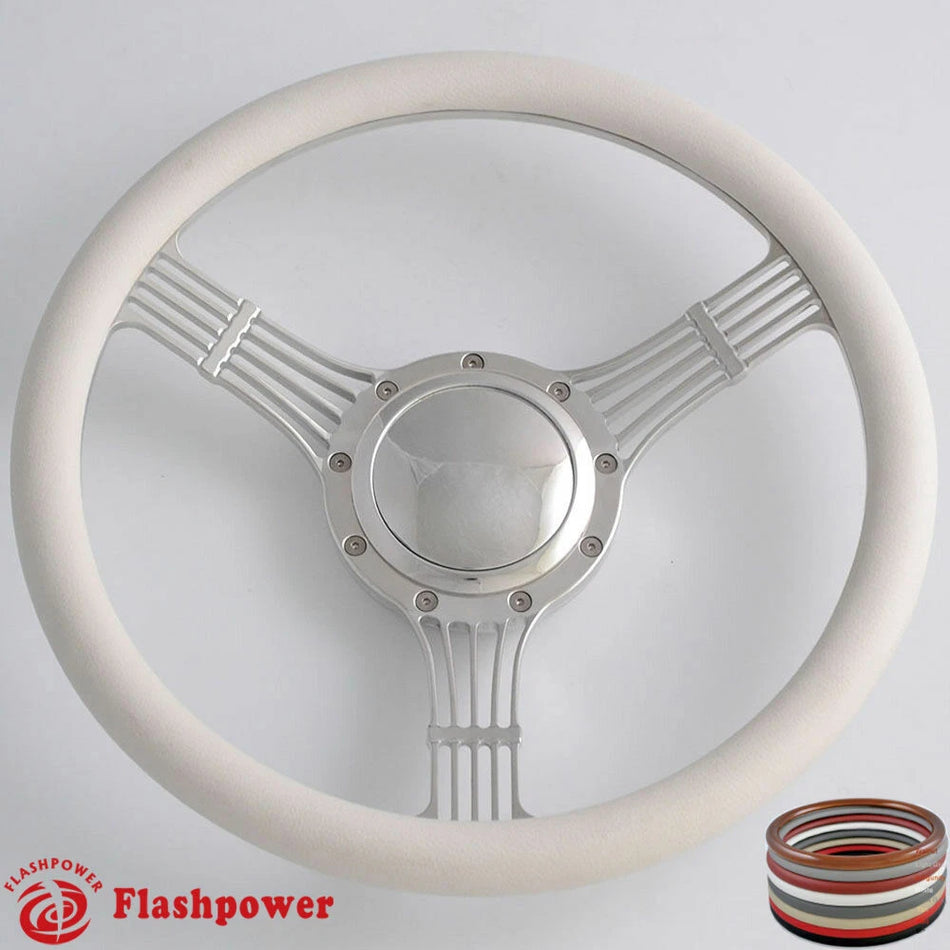 15.5'' Billet Steering Wheels Banjo Half Wrap Restoration Chevy Ford Mopar