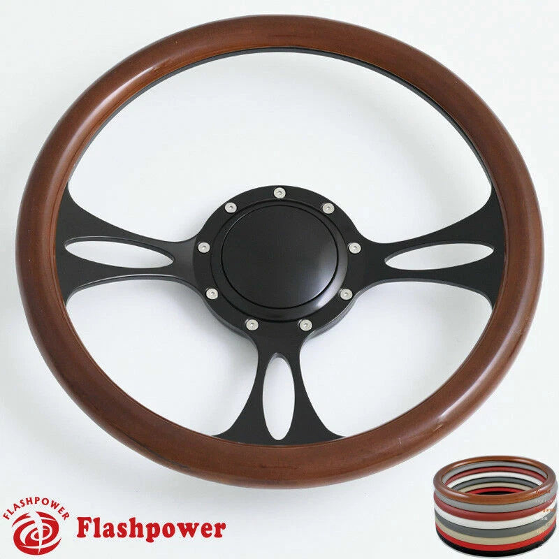 14'' Billet Steering Wheels Half Wrap Muscle Car Chevrolet Camaro Nova w/ Horn