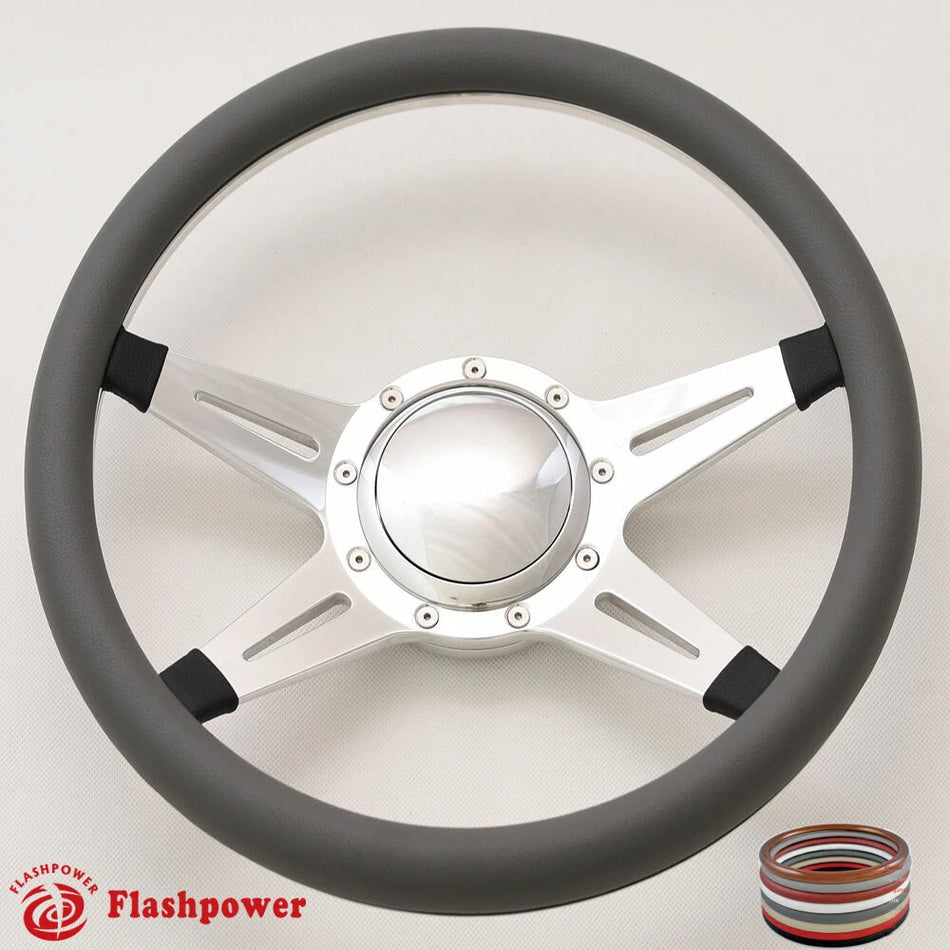14'' Billet Steering Wheels Half Wrap Bronco F150 Mercury Capri Lincoln w/ Horn