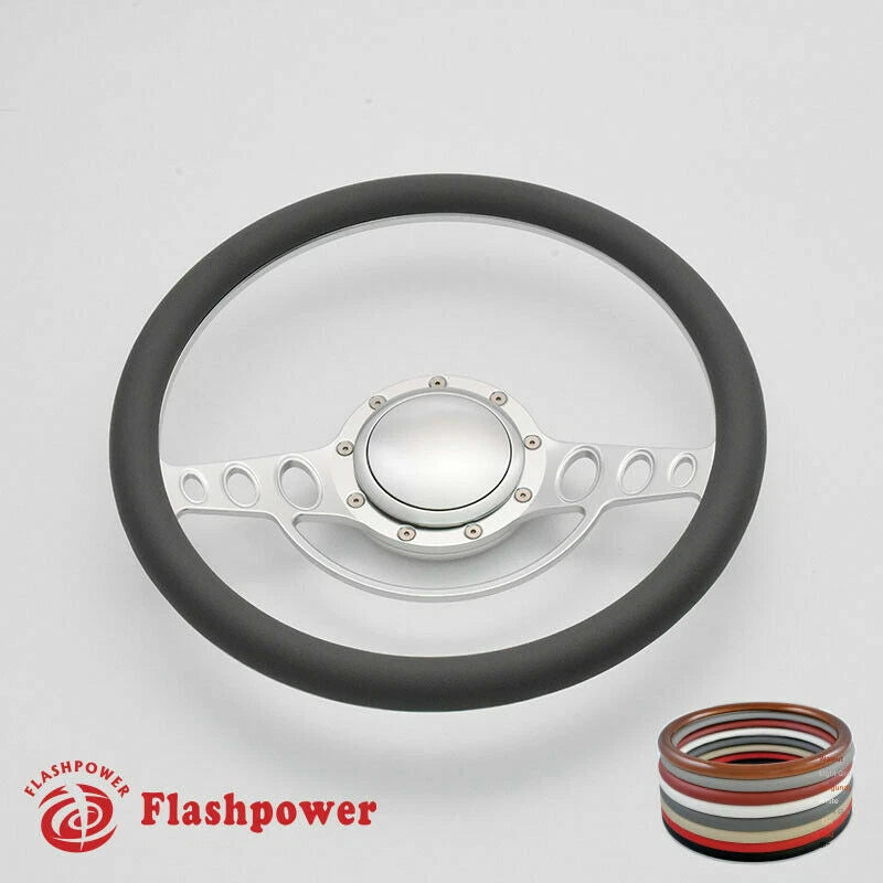 15.5'' Billet Steering Wheel Half Wrap Ford GM Cutlass Caprice Chevy W/Horn