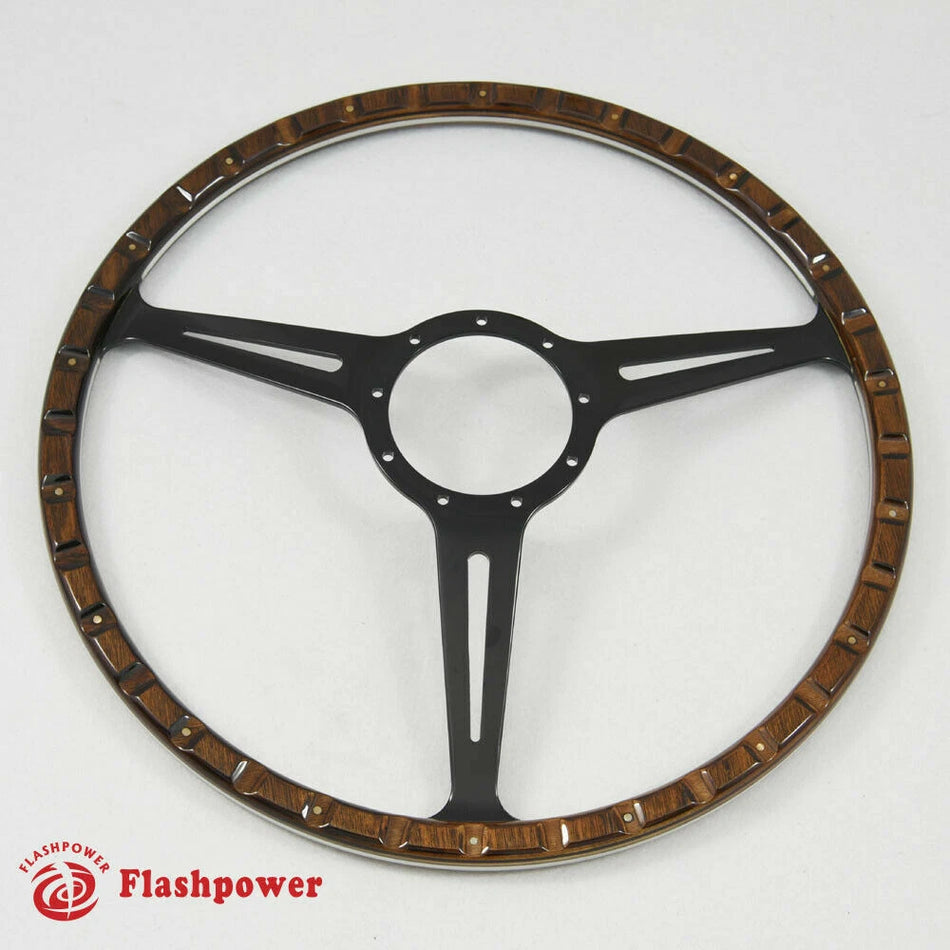 17" Black Wood Steering Wheel Mini MG GT MGB Midget W/Horn