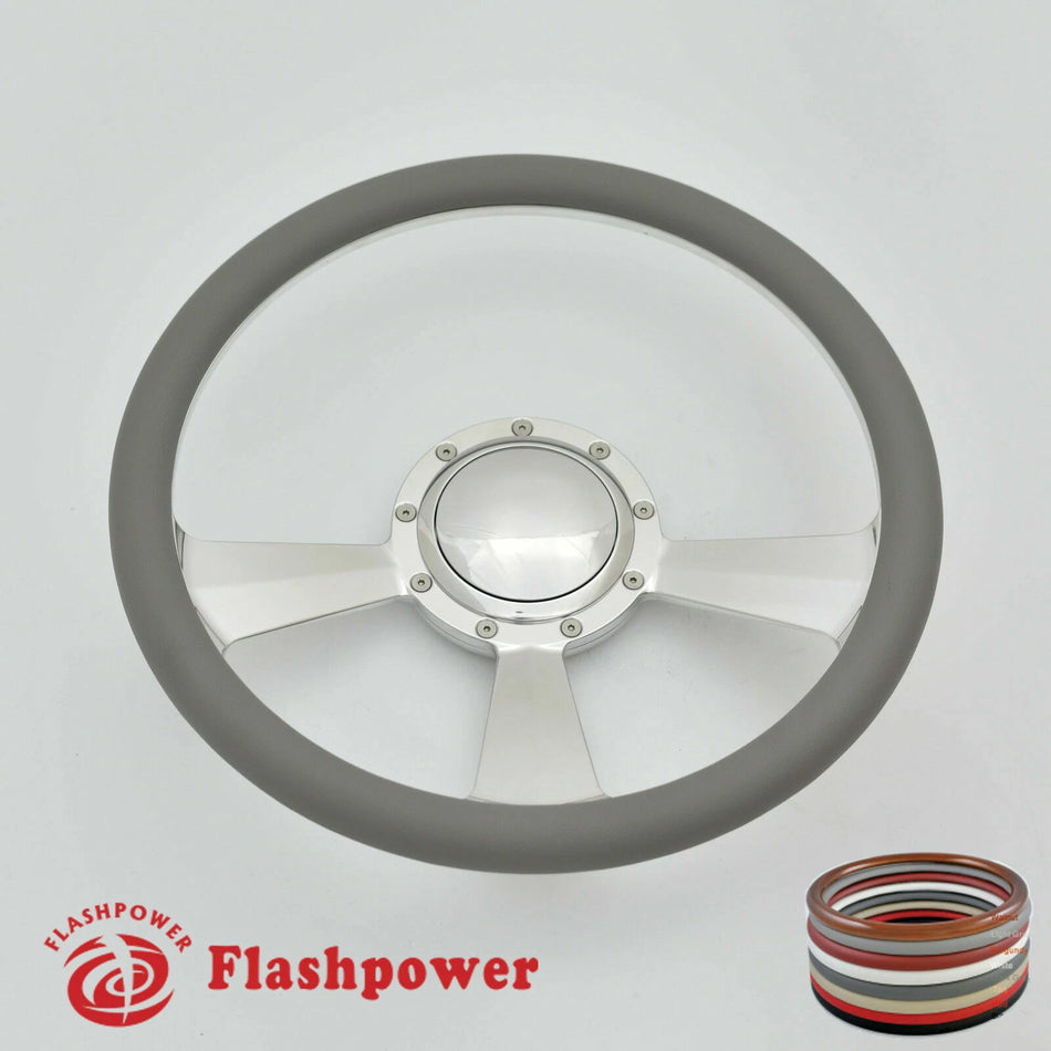 14'' Billet Steering Wheels Satin Full Wrap Buick Cadillac Pontiac GTO w/ Horn