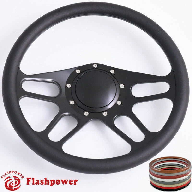 14'' Billet Steering Wheels Half Wrap GM Fury Belvedere GTO with Horn Button