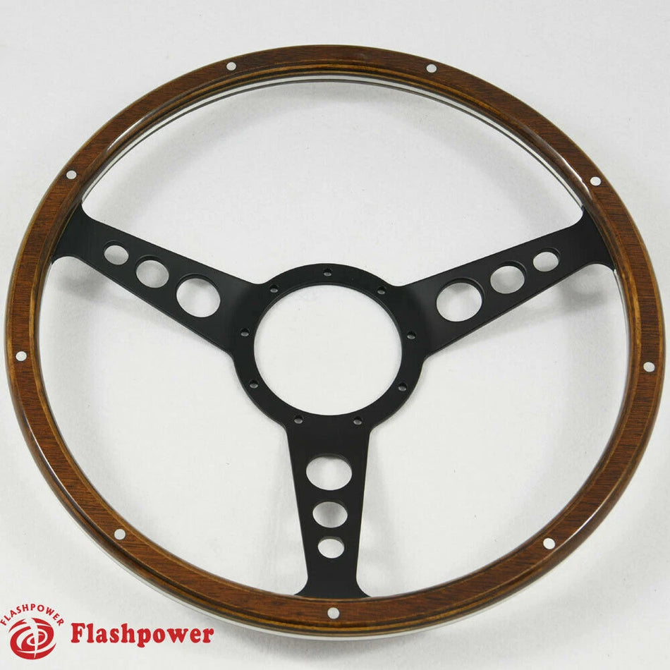14" Black Wood Steering Wheel Ford Ranger Austin MG GT MGB Midget W/Horn