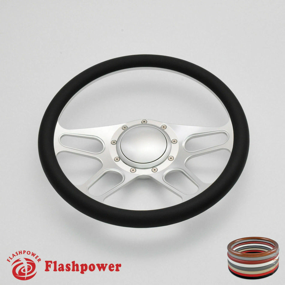 15.5'' Satin Billet Steering Wheel Half Wrap Buick Chevy GMC GTO W/ Horn
