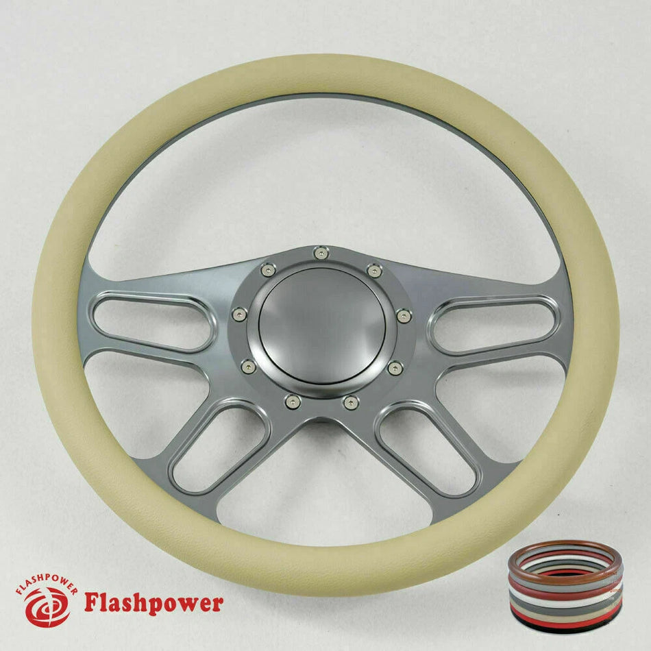 14'' Gun Metal Billet Steering Wheel Caprice GM Chevy Impala W/Horn