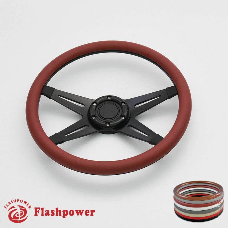 14'' Billet Steering Wheels Half Wrap Custom Chevy Ididit Flaming River w/ Horn