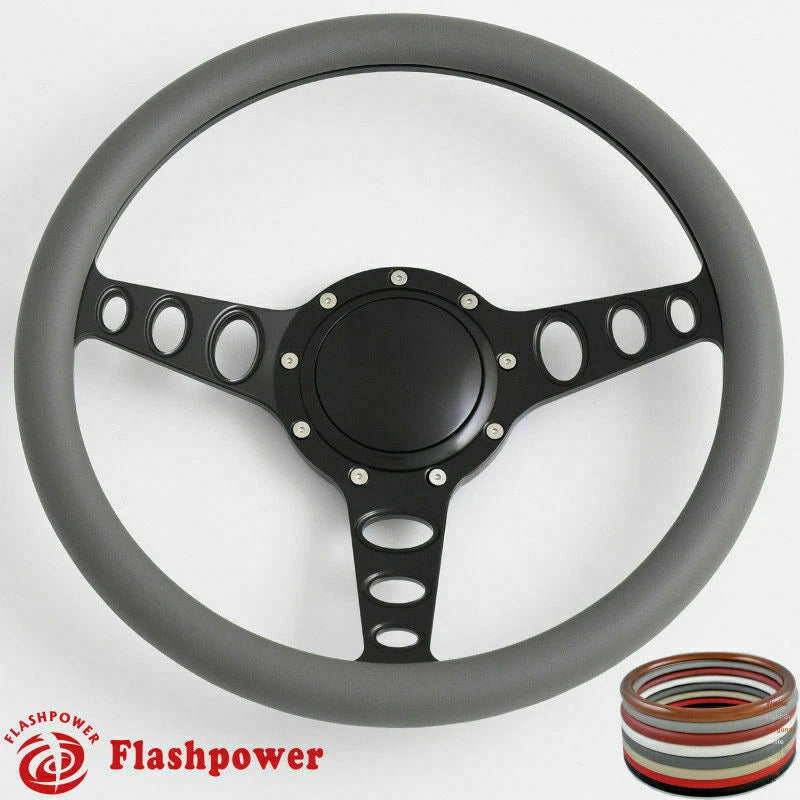 15.5'' Black Billet Steering Wheel Half Wrap GM Cutlass Impala Chevy W/H