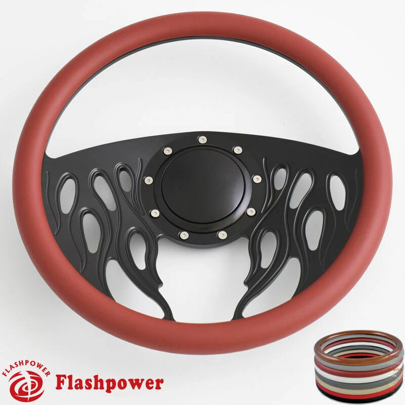 14'' Billet Steering Wheels Half Wrap Dodge Challenger Charger Daytona w/ Horn
