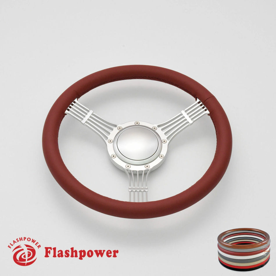 14'' Billet Steering Wheels Full Wrap Banjo Wrangler YJ Cherokee Jeep w/ Horn