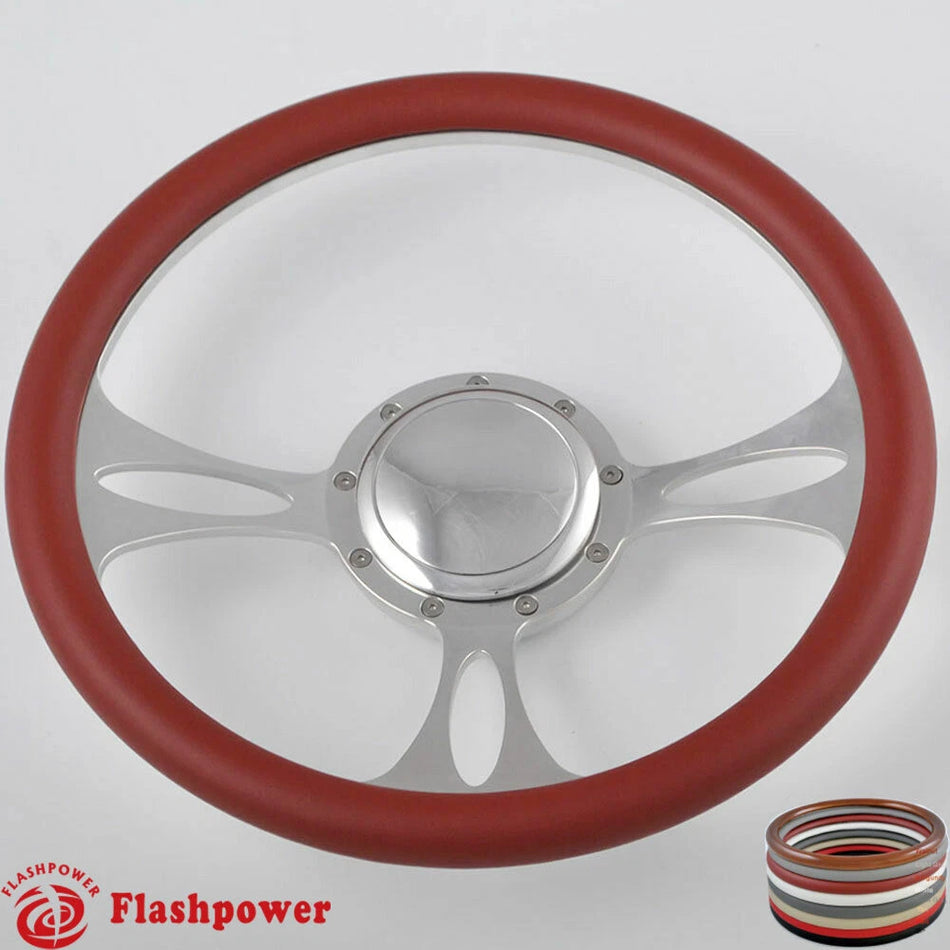 14'' Billet Steering Wheels Half Wrap Ford Thunderbird Mustang EXP w/ Horn