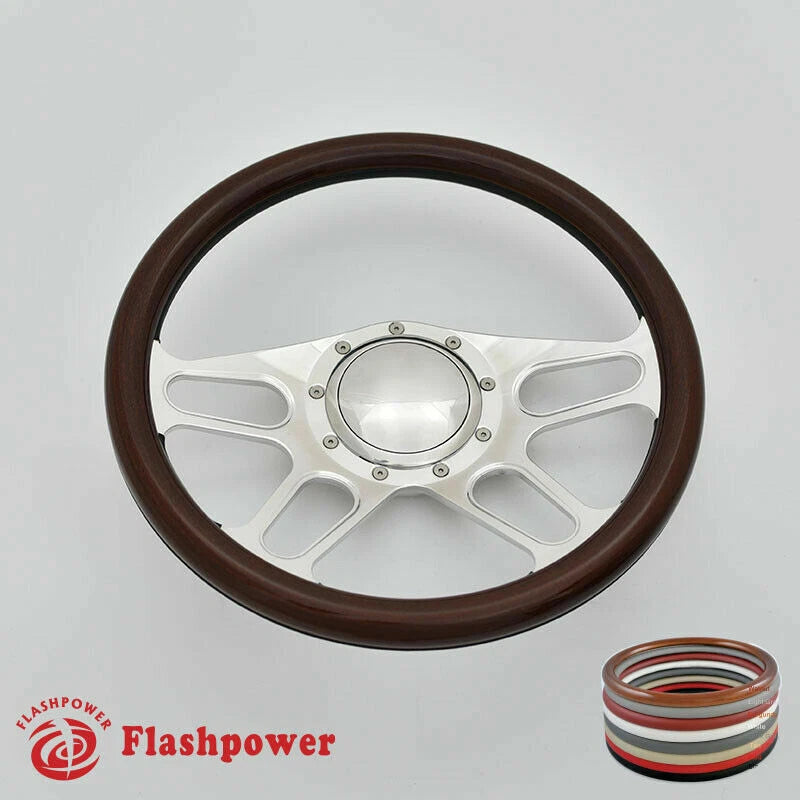 15.5'' Billet Steering Wheel Full Wrap Buick Chevy Ford Mopar GTO