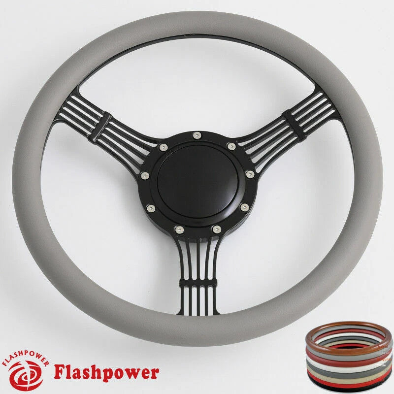 14'' Billet Steering Wheels Full Wrap Banjo Wrangler YJ Cherokee Jeep w/ Horn