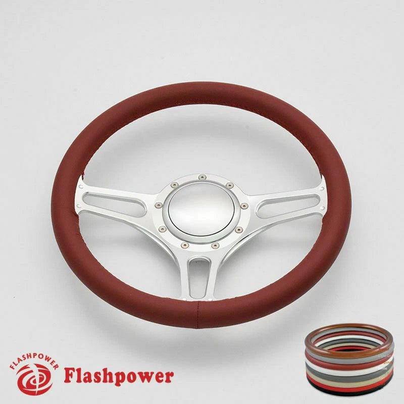 14'' Billet Steering Wheels Full Wrap Bronco F150 Mercury Capri Lincoln w/ Horn