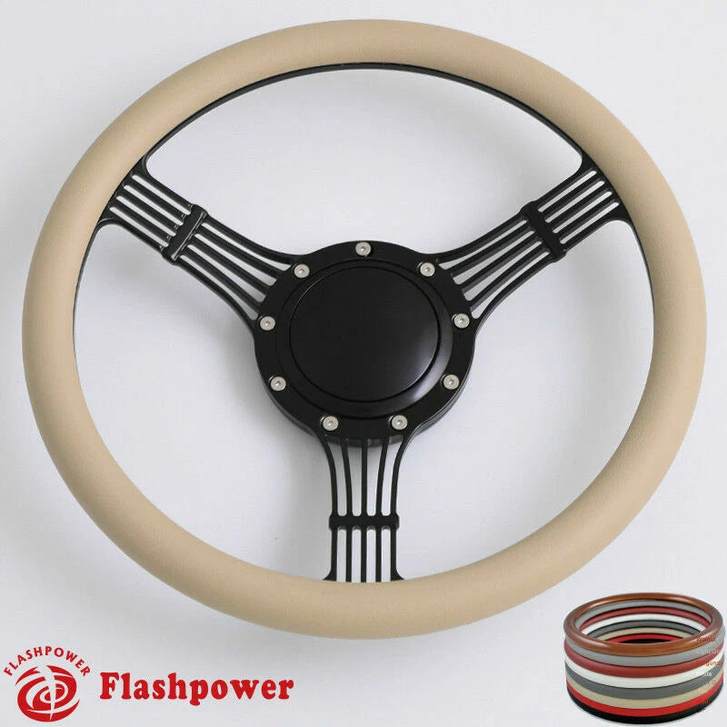 14'' Banjo Billet Steering Wheels Half Wrap Wrangler GMC Cherokee Jeep w/ Horn