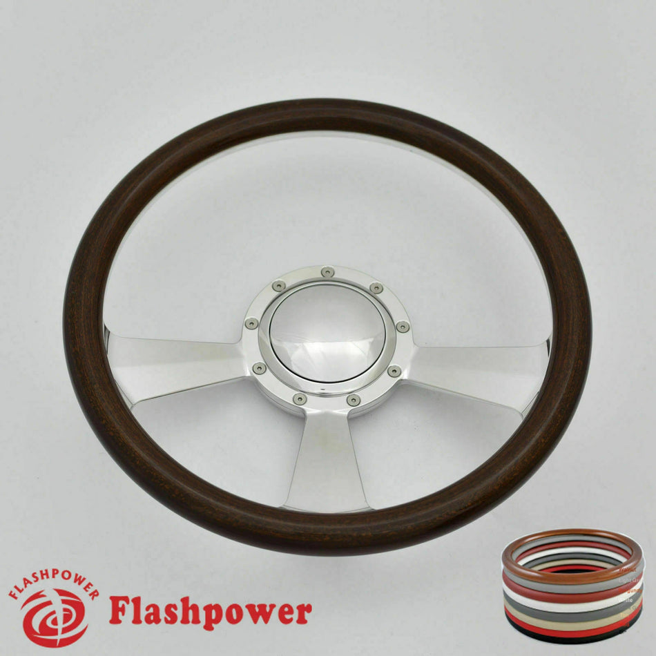 15.5'' Satin Billet Steering Wheel Full Wrap GMC Chevy Ford W/Horn Button