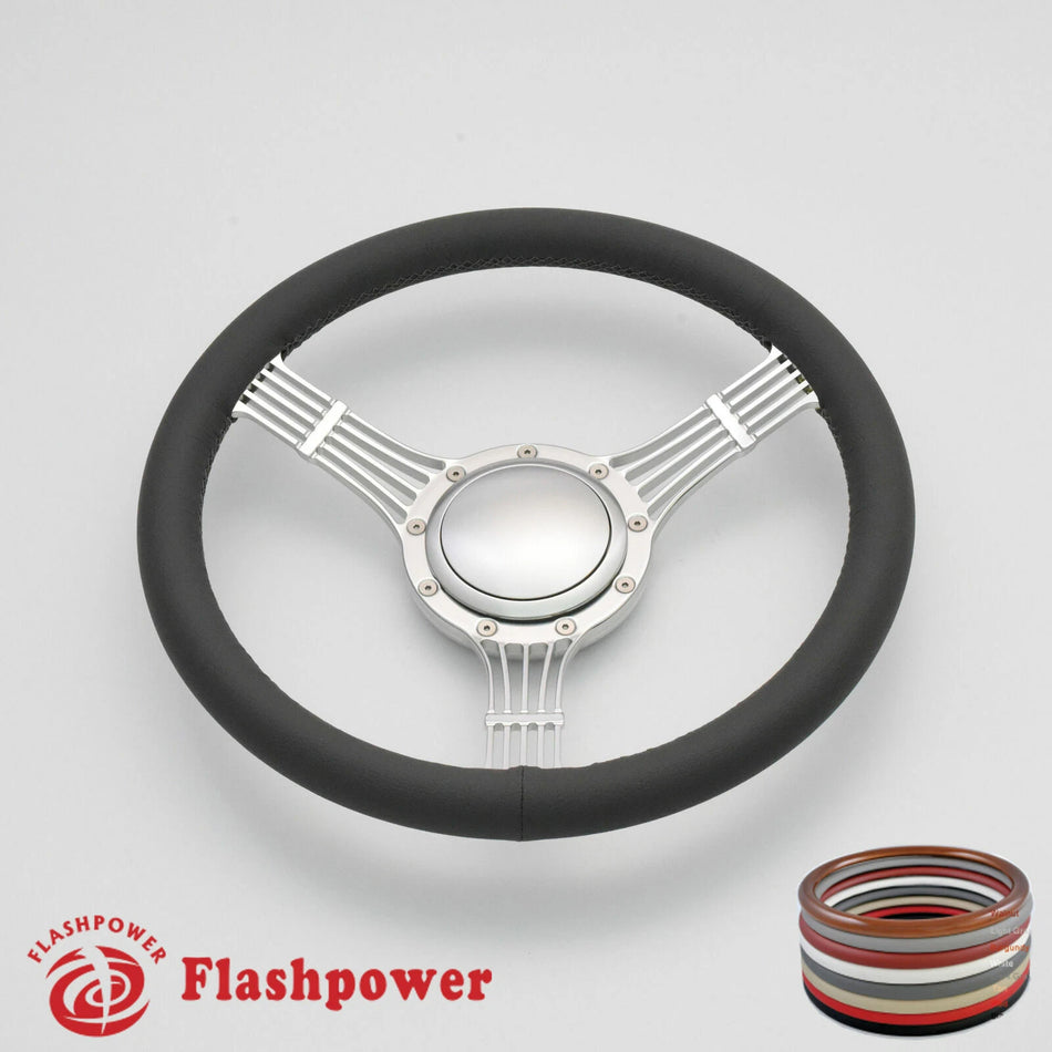 14'' Billet Steering Wheels Full Wrap Banjo Wrangler YJ Cherokee Jeep w/ Horn