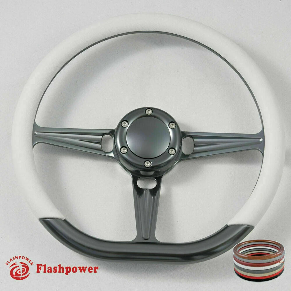 14'' Gun Metal Billet Steering Wheel Caprice S10 Chevy GMC W/Horn