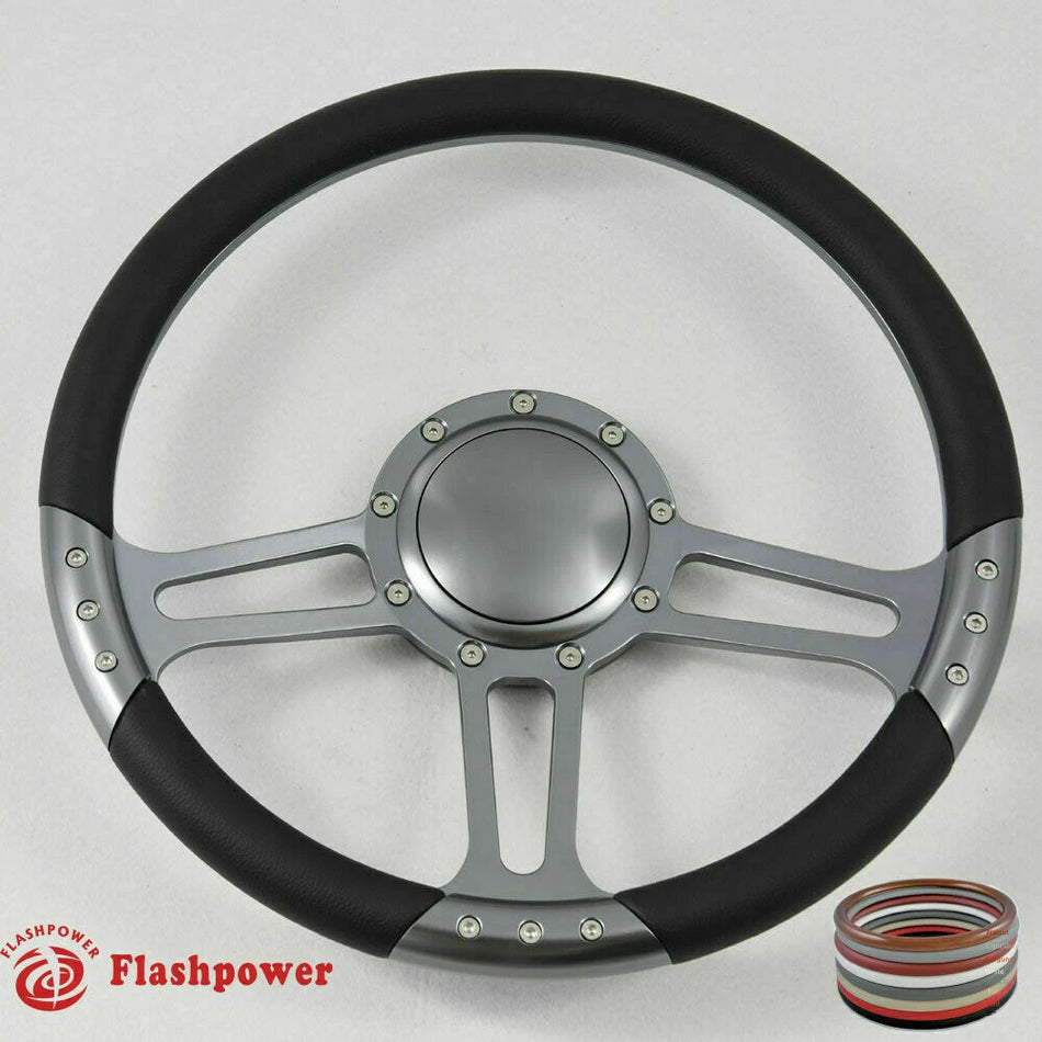 14'' Billet Steering Wheel Full Wrap Chevy Blazer C10 W/Horn