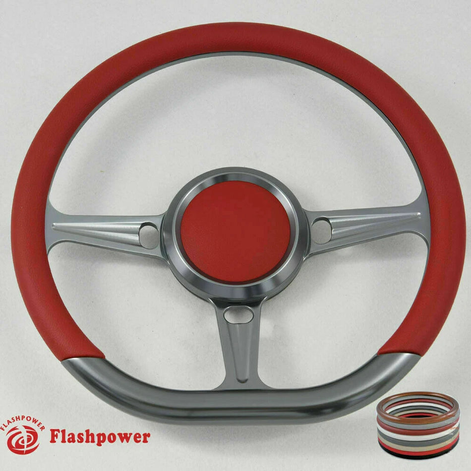 14'' Gun Metal Billet Steering Wheel Caprice GM S10 Blazer W/Horn