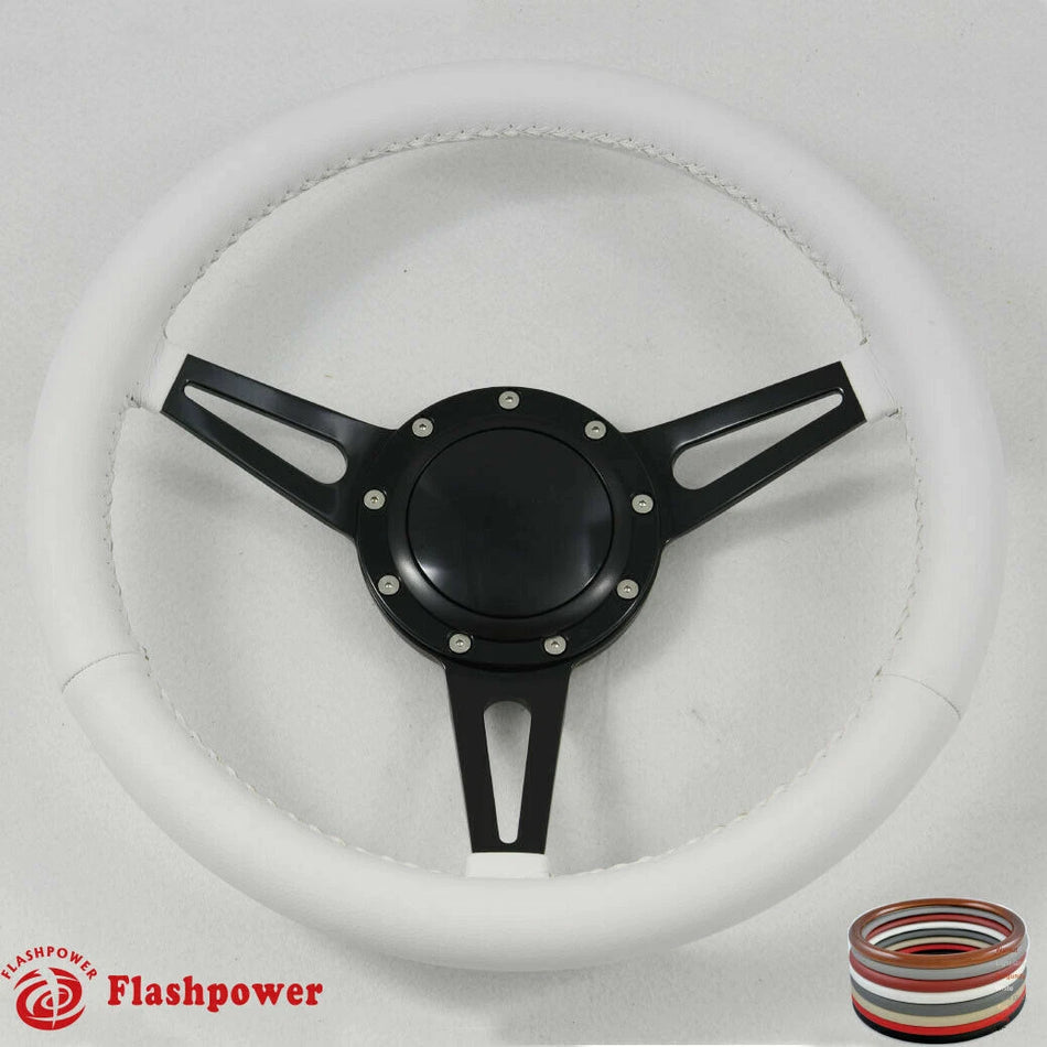 14" Classic Wrapped Steering Wheel 9 bolt with Horn Button