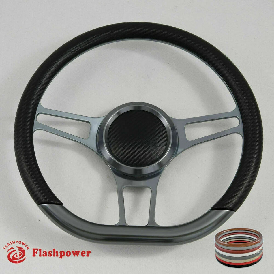 14'' Gun Metal Billet Steering Wheel Wrap LTD C10 Blazer Impala LUV W/Horn