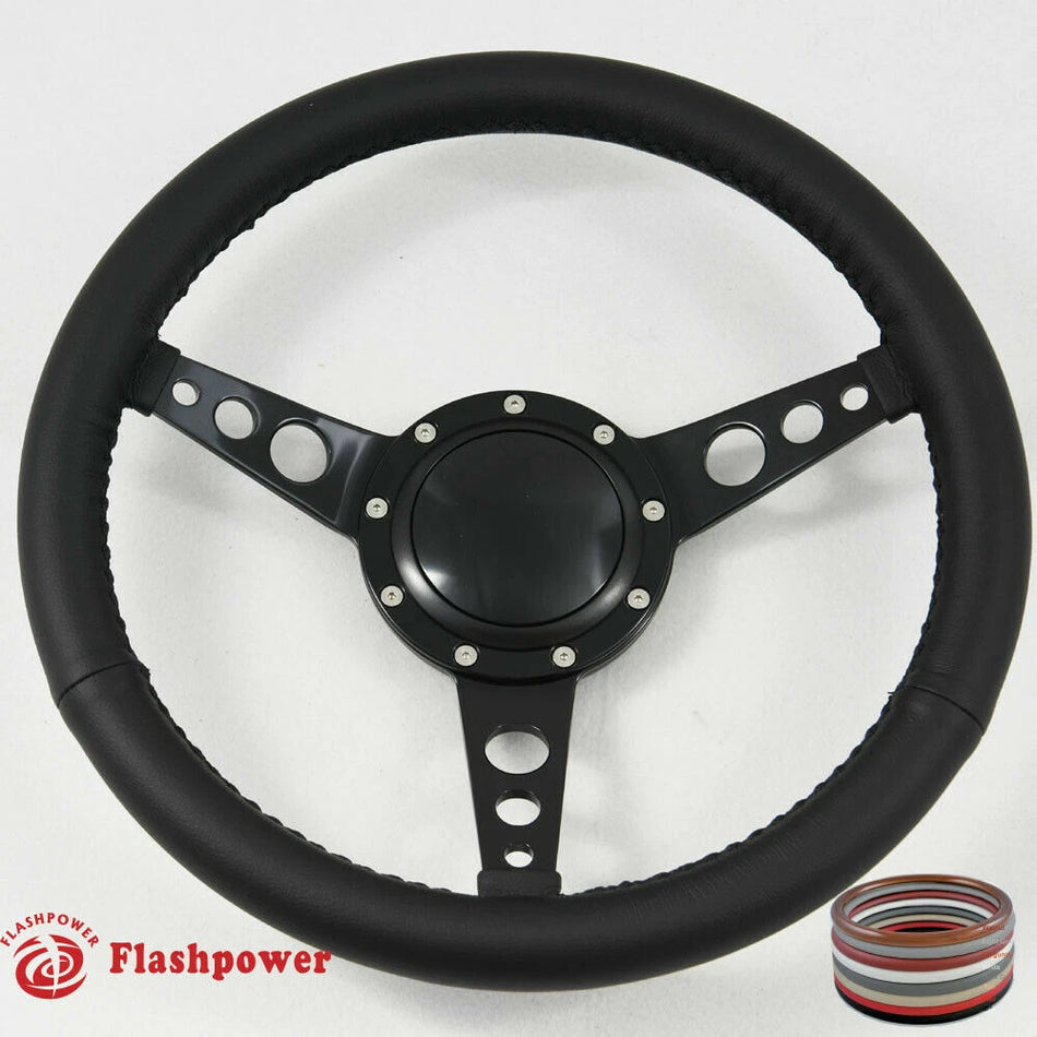 14" Classic Wrapped Steering Wheel With 9 bolt and Horn Button
