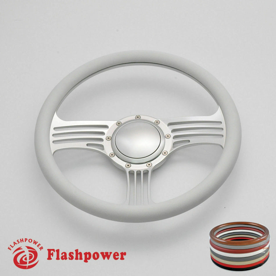 15.5'' Satin Billet Steering Wheel Half Wrap GTO Chevy GMC W/ Horn Button