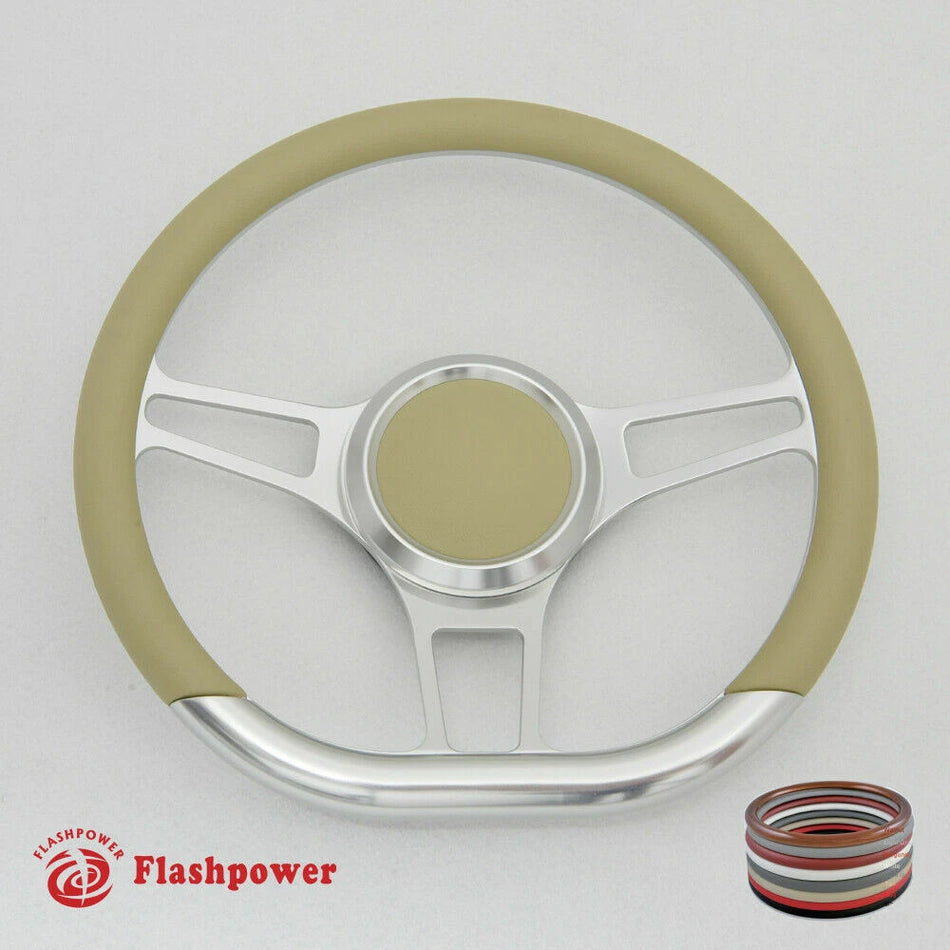 14'' D Type Billet Steering Wheel Half Wrap Muscle Car Mustang W/H