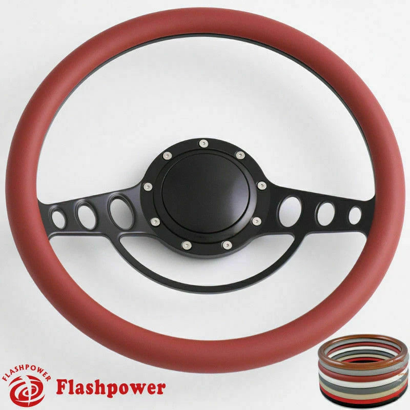 15.5'' Billet Steering Wheel Full Wrap Ford GM Cutlass Impala Chevy W/Horn